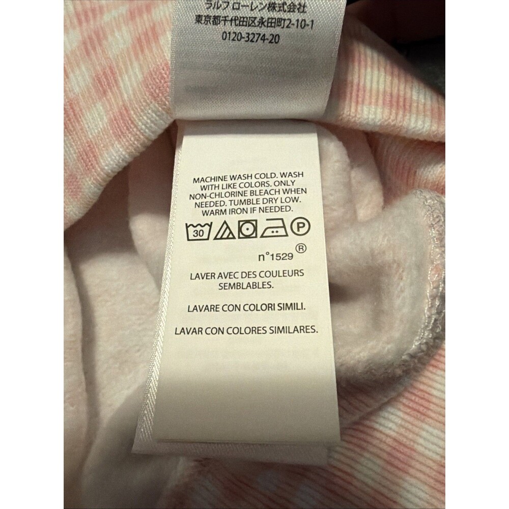LARGE Polo Ralph Lauren Gingham Fleece Sweatshirt Pink White - Picture 6 of 13